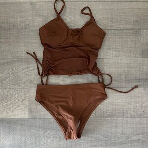 Brown Ruched Bikini Set